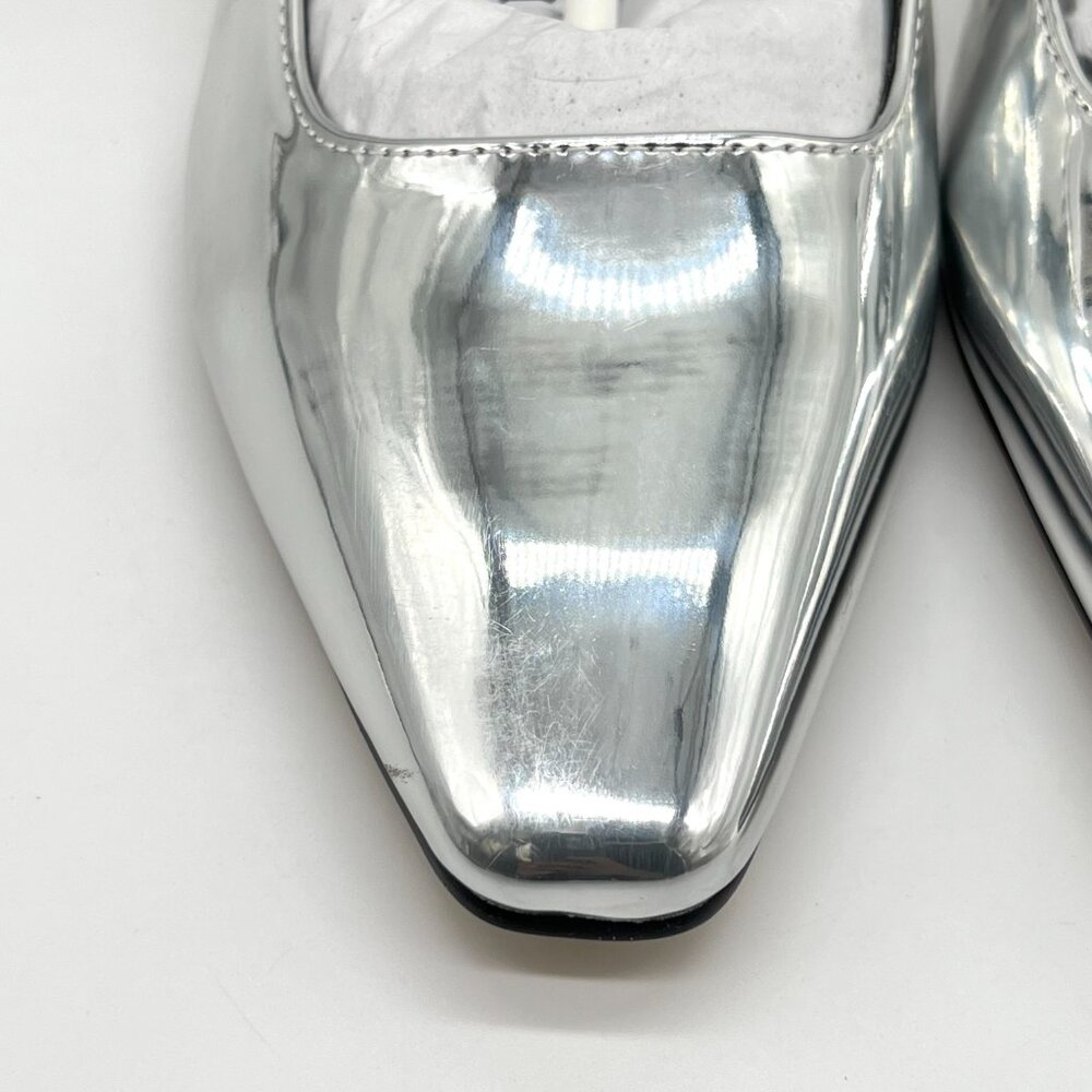 Marc Fisher Womens 9M Lethe Silver Mirror Slingback Heels Pumps Shoes - Picture 4 of 13